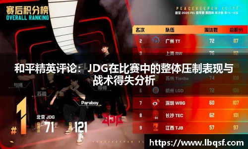 和平精英评论：JDG在比赛中的整体压制表现与战术得失分析
